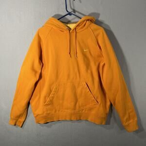 Nike Swoosh Logo Pullover Hoodie Sweatshirt Yellow Size Large Y2K Vintage